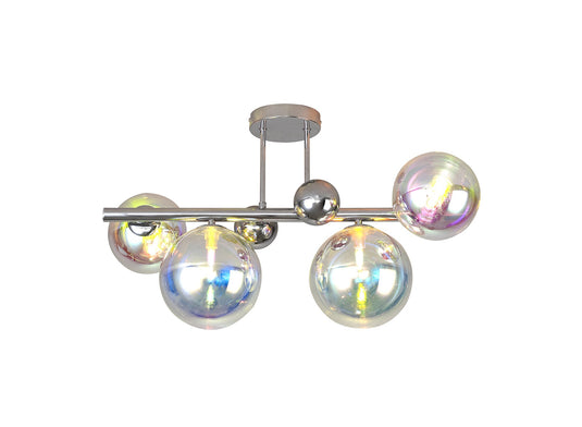 C-Lighting Lyra Semi-Flush Ceiling Light, 4 x G9, Polished Chrome/Idracoscent Glass - 33212