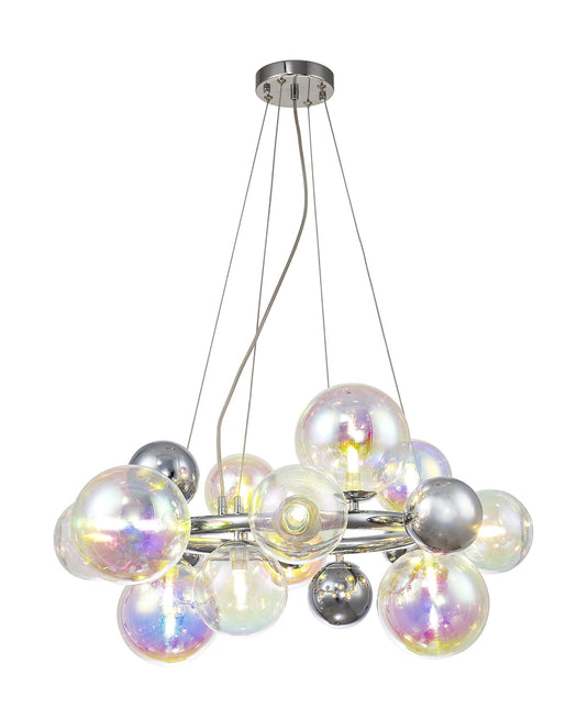 C-Lighting Lyra Circular Pendant, 12 x G9, Polished Chrome, Idracoscent Glass - 33245