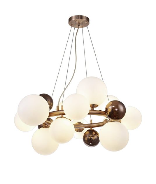 C-Lighting Lyra Circular Pendant, 12 x G9, Copper, Opal/Copper Glass - 33247