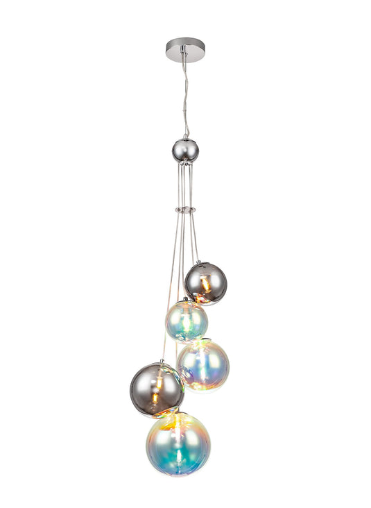 C-Lighting Lyra Pendant, 5 x G9, Polished Chrome/Idracoscent Glass - 33309