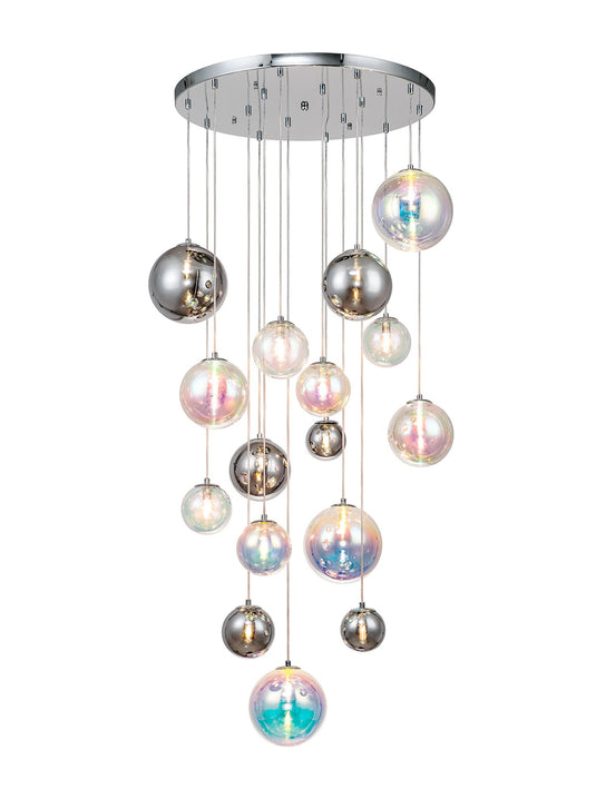 C-Lighting Lyra Pendant, 16 x G9, Polished Chrome/Idracoscent Glass - 33310