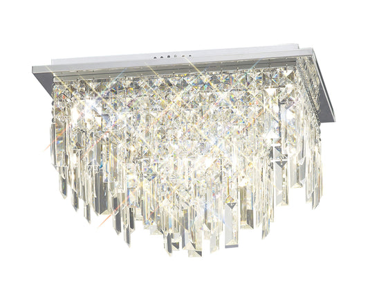 Diyas IL30252 Maddison Ceiling Square 6 Light Polished Chrome/Crystal - 38017