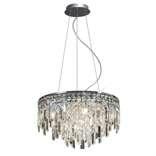 Diyas IL30254 Maddison Pendant Round 6 Light Polished Chrome/Crystal - 38019