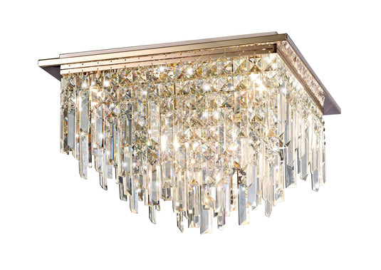Diyas IL31712 Maddison Ceiling Square 6 Light G9 Rose Gold/Crystal - 38477