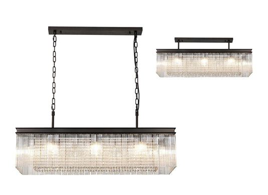 C-Lighting Malin Rectangular Pendant, 11 Light E14, Brown Oxide Item Weight: 15kg - 29109