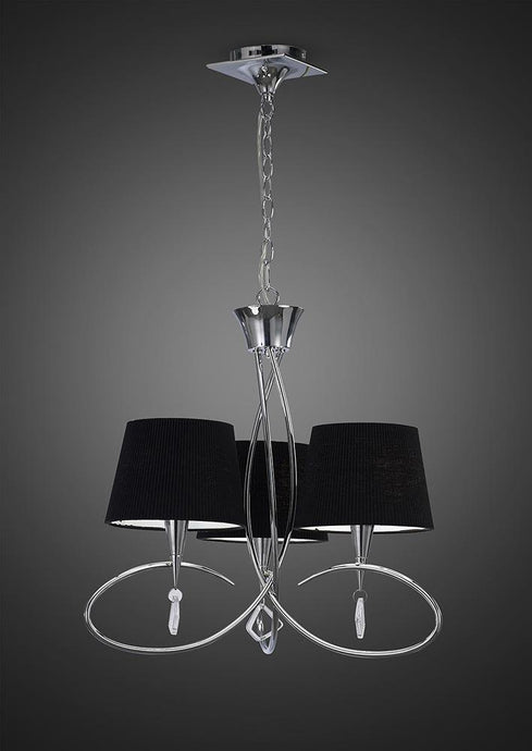 Mantra M1640/BS Mara Pendant 3 Light E14, Polished Chrome With Black Shades