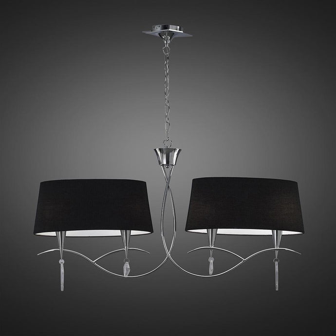 Mantra M1642/BS Mara Pendant 2 Arm 4 Light E14, Polished Chrome With Black Shades