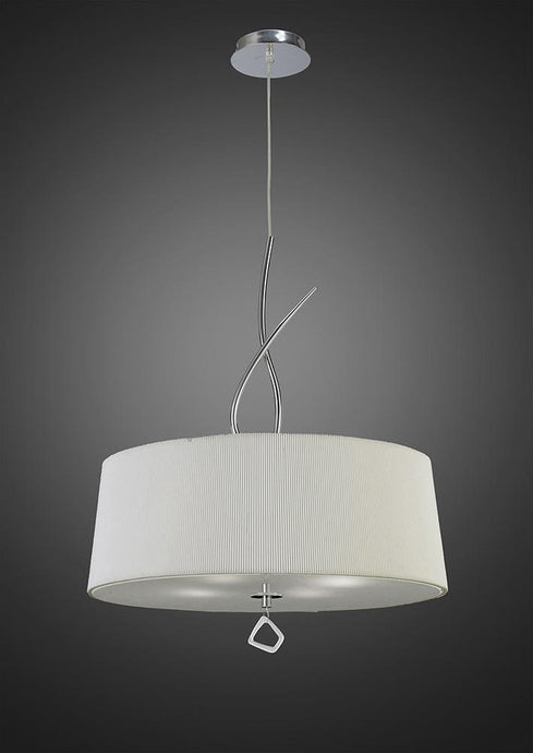 Mantra M1644 Mara Pendant 4 Light E27 Round, Polished Chrome With Ivory White Shade