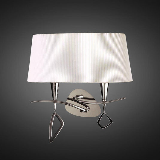 Mantra M1648/S Mara Wall Lamp Switched 2 Light E14, Polished Chrome With Ivory White Shade