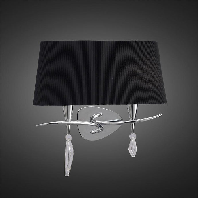 Mantra M1648/S/BS Mara Wall Lamp Switched 2 Light, Polished Chrome With Black Shade