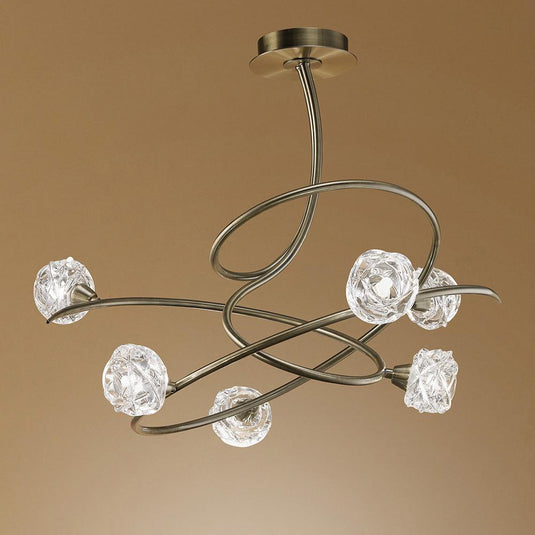 Mantra M4071 Maremagnum Ceiling 6 Light G9, Antique Brass