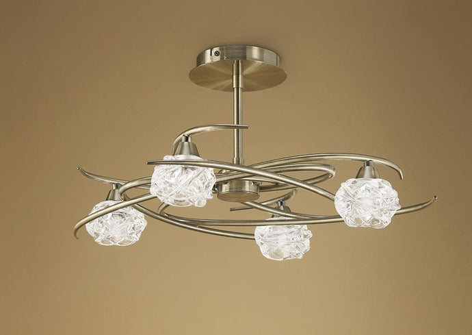 Mantra M4073 Maremagnum Ceiling 4 Light G9, Antique Brass