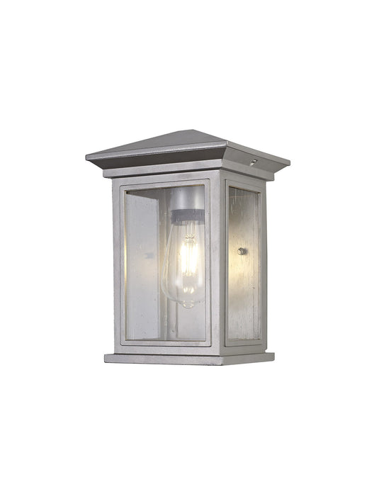 C-Lighting Marsh Flush Wall Lamp, 1 x E27, IP54, Silver Grey/Clear Seeded Glass, 2yrs Warranty - 29027