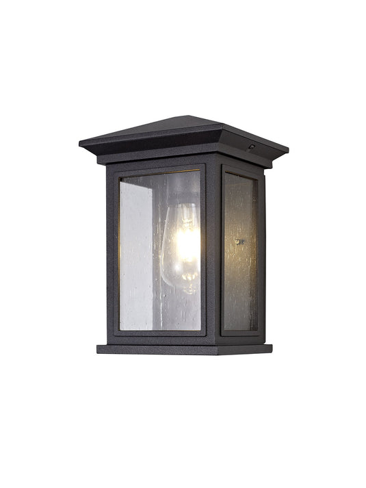 C-Lighting Marsh Flush Wall Lamp, 1 x E27, IP54, Anthracite/Clear Seeded Glass, 2yrs Warranty - 29029