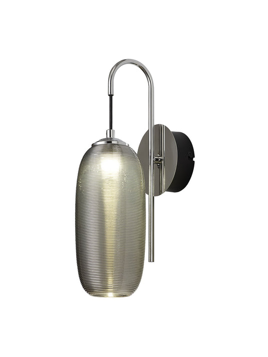 C-Lighting Martin Switched Wall Lamp, 1 x 6W LED, 4000K, 720lm, Polished Chrome/Black With Smoke Glass, 3yrs Warranty - 33205