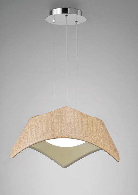 Mantra M4811 Maui Pendant 5W+19W LED 3000K, 2520lm, Beech/Polished Chrome, 3yrs Warranty