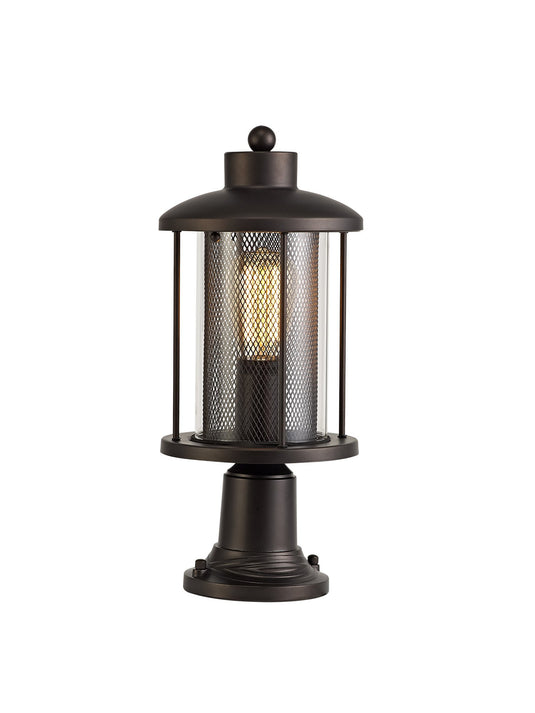 C-Lighting Maxton Pedestal Lamp, 1 x E27, Antique Bronze/Clear Glass, IP54, 2yrs Warranty - 28902