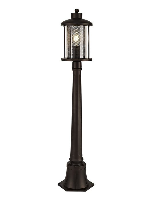 C-Lighting Maxton Single Headed Post Lamp, 1 x E27, Antique Bronze/Clear Glass, IP54, 2yrs Warranty - 29000