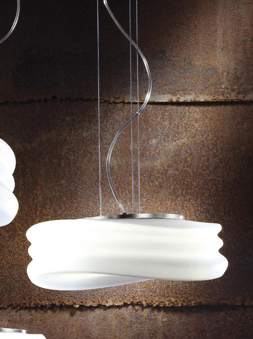 Mantra M3621 Mediterraneo Pendant 2 Light E27 Medium, Polished Chrome/Frosted White Glass