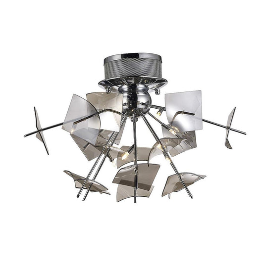 Diyas IL31640 Meridan Ceiling 6 Light G4 Polished Chrome/Smoke Glass - 38441