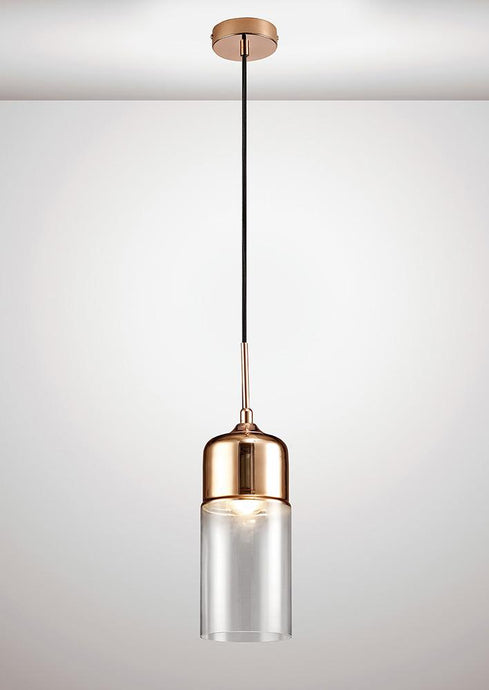 Deco D0114 Mia Single Tube Pendant 1 Light E27 Bronze/Clear Glass