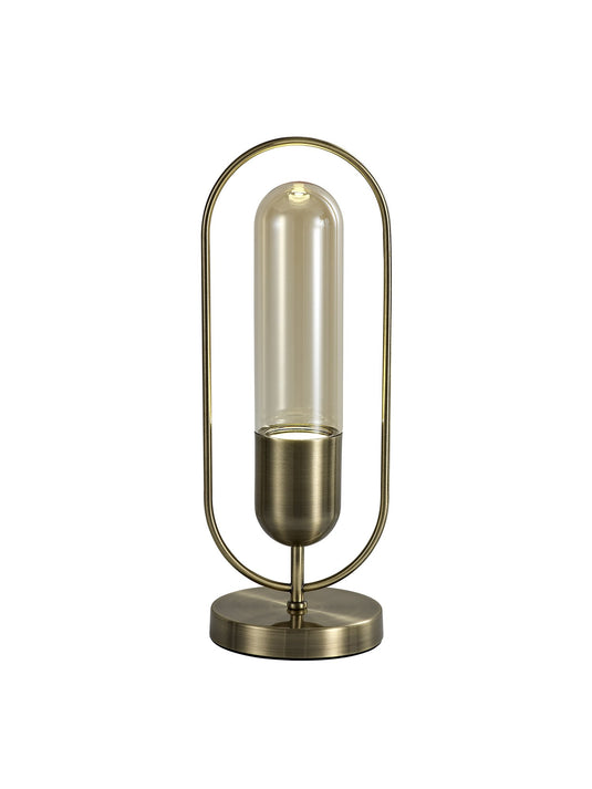 C-Lighting Mica Table Lamp, 1 x 7W LED, 4000K, 790lm, Antique Brass/Amber, 3yrs Warranty - 28671