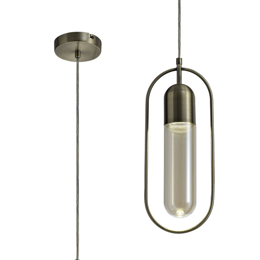 C-Lighting Mica Pendant, 1 x 7W LED, 4000K, 790lm, Antique Brass/Amber, 3yrs Warranty - 28674