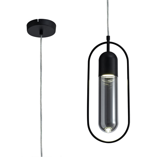 C-Lighting Mica Pendant, 1 x 7W LED, 4000K, 790lm, Black/Smoked, 3yrs Warranty - 28676