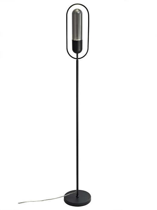 C-Lighting Mica Floor Lamp, 1 x 7W LED, 4000K, 790lm, Black/Smoked, 3yrs Warranty - 28702