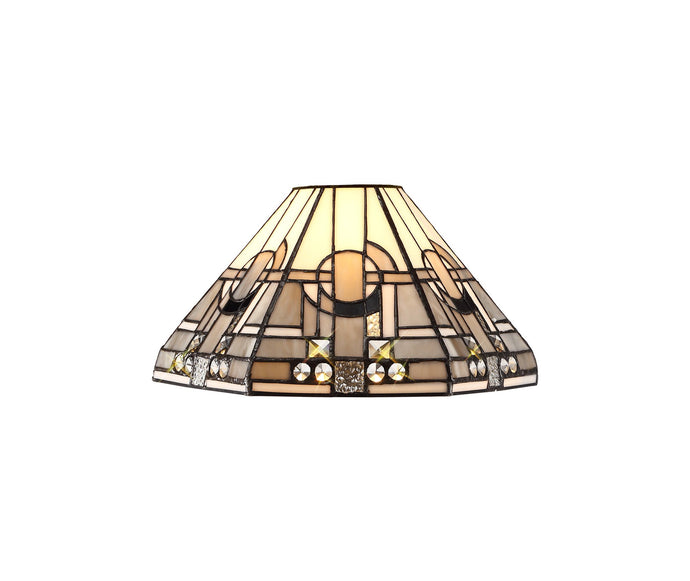 C-Lighting Minster, Tiffany 30cm Non-electric Shade Suitable For Pendant/Ceiling/Table Lamp, White/Grey/Black/Clear Crystal - 28852