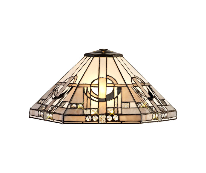C-Lighting Minster, Tiffany 40cm Shade Only Suitable For Pendant/Ceiling/Table Lamp, White/Grey/Black/Clear Crystal - 28853