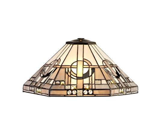 C-Lighting Minster, Tiffany 40cm Shade Only Suitable For Pendant/Ceiling/Table Lamp, White/Grey/Black/Clear Crystal - 28853