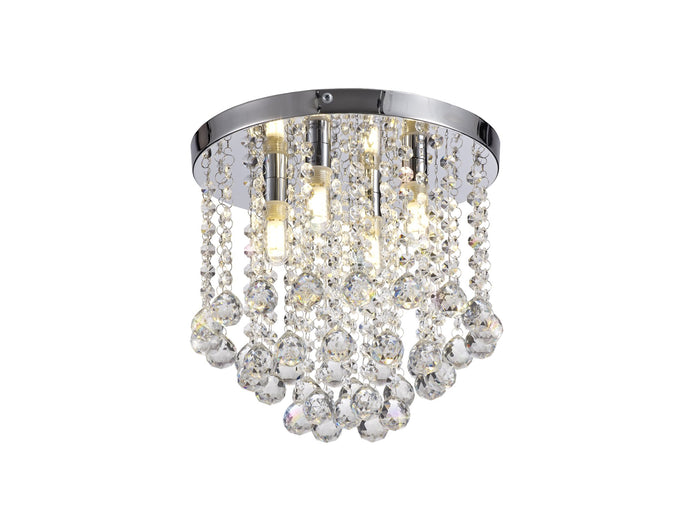 C-Lighting Mira Ceiling Light, 4 x G9, IP44, Polished Chrome/Crystal - 28663