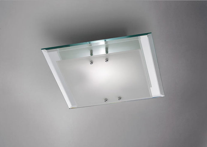 Deco D0010 Mira Ceiling, 350mm Square, 2 Light E27 Polished Chrome