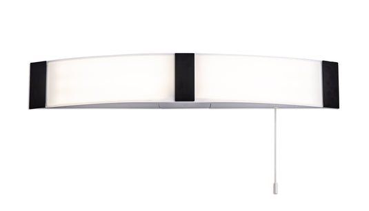 C-Lighting Mirzam Bathroom Wall Lamp c/w Shaver Socket & Pull Switch, 1 x 10W LED, 4000K, 900lm, IP44, Black, 3yrs Warranty - 30486