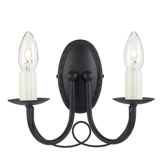 Elstead Lighting MN2-BLACK Minster 2 Light Wall Light - Black