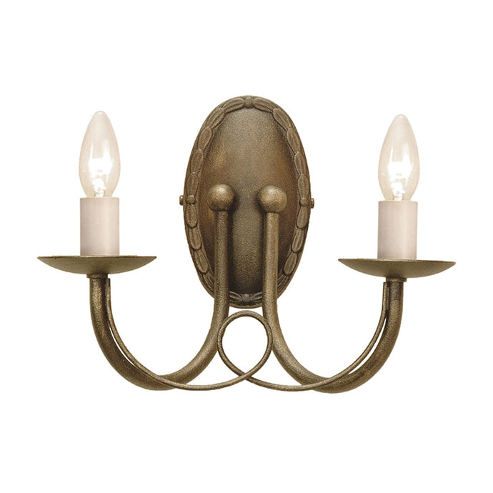Elstead Lighting MN2-BLK-GOLD Minster 2 Light Wall Light - Black/Gold