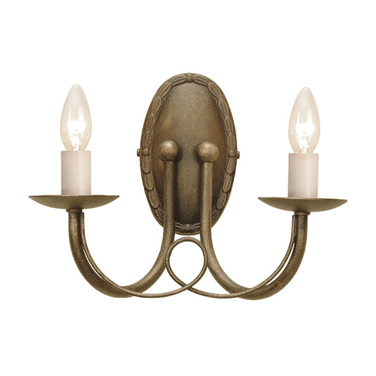 Elstead Lighting MN2-BLK-GOLD Minster 2 Light Wall Light - Black/Gold