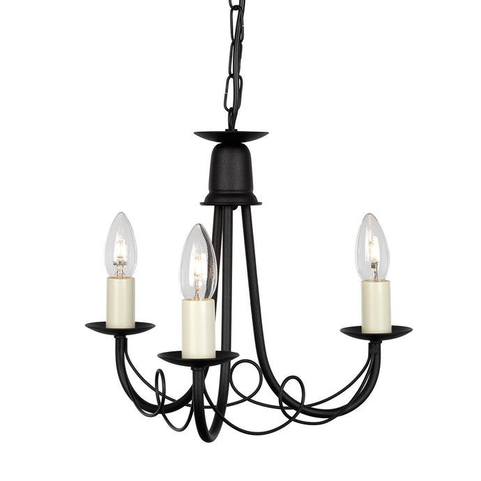 Elstead Lighting MN3-BLACK Minster 3 Light Chandelier - Black