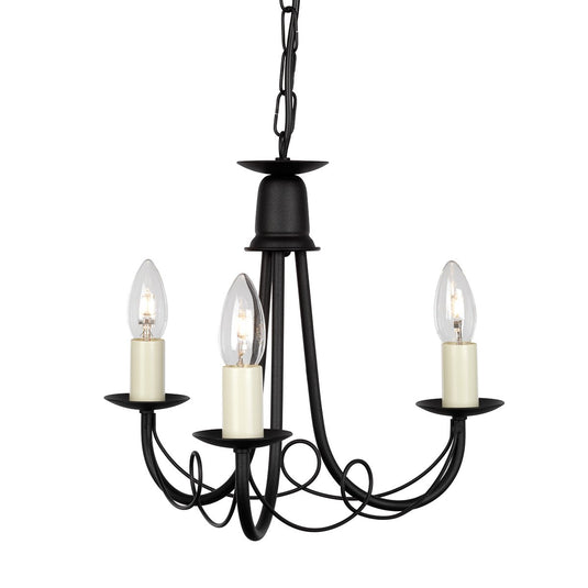 Elstead Lighting MN3-BLACK Minster 3 Light Chandelier - Black