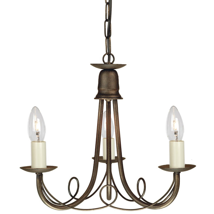 Elstead Lighting MN3-BLK-GOLD Minster 3 Light Chandelier - Black/Gold