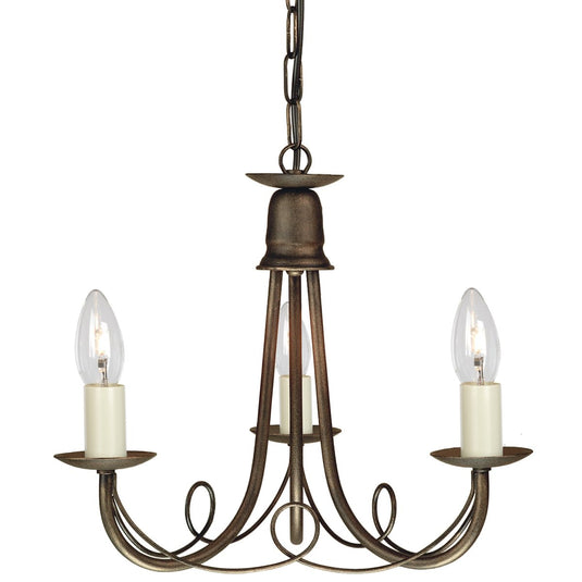 Elstead Lighting MN3-BLK-GOLD Minster 3 Light Chandelier - Black/Gold