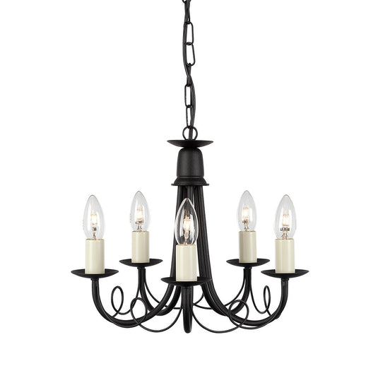 Elstead Lighting MN5-BLACK Minster 5 Light Chandelier - Black