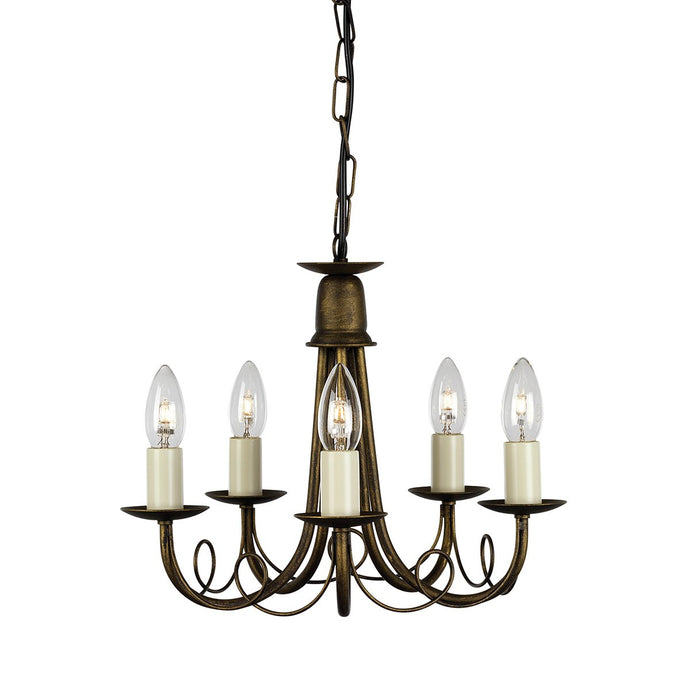 Elstead Lighting MN5-BLK-GOLD Minster 5 Light Chandelier - Black/Gold