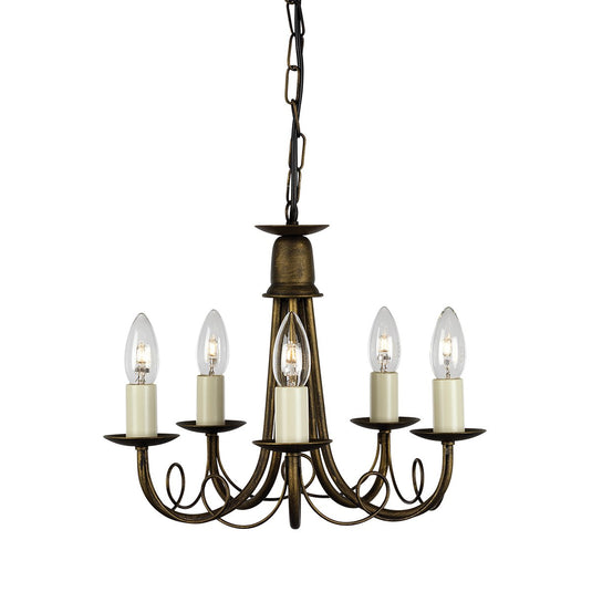 Elstead Lighting MN5-BLK-GOLD Minster 5 Light Chandelier - Black/Gold