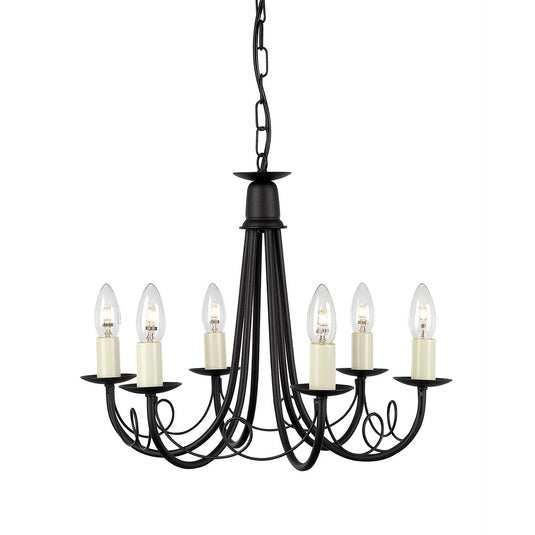 Elstead Lighting MN6-BLACK Minster 6 Light Chandelier - Black