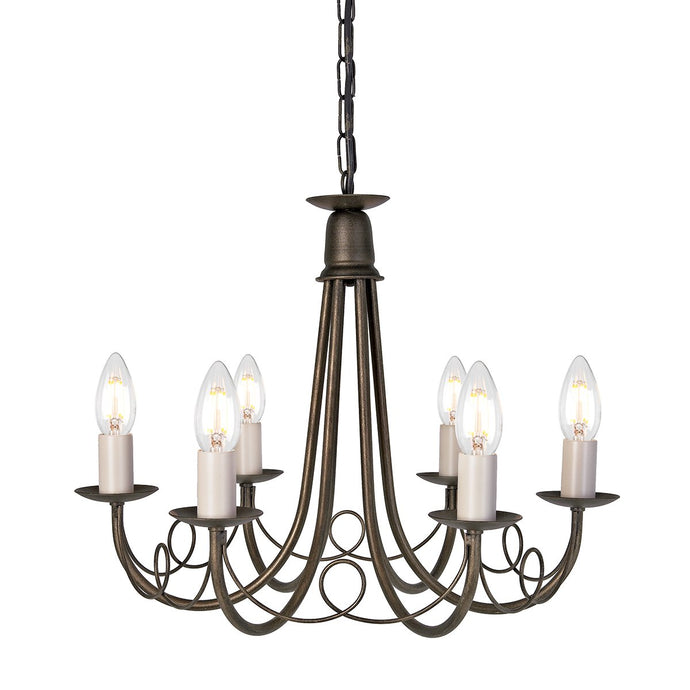 Elstead Lighting MN6-BLK-GOLD Minster 6 Light Chandelier - Black/Gold