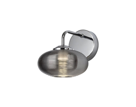 C-Lighting Murston Wall Lamp Switched, 1 x 8W LED, 4000K, Smoked/Polished Chrome, 3yrs Warranty - 29005