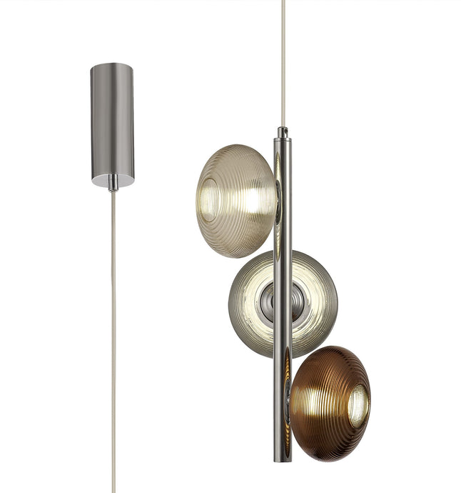 C-Lighting Murston Multiple Pendant, 3 x 8W LED, 4000K, Smoked, Copper & Champagne/Polished Chrome, 3yrs Warranty - 29008
