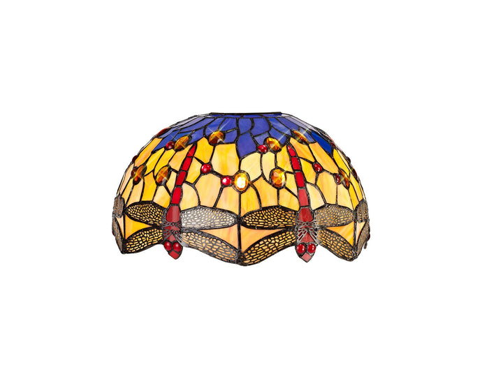 C-Lighting Nectar Tiffany 30cm Non-electric Shade Suitable For Pendant/Ceiling/Table Lamp, Blue/Orange/Crystal - 28855